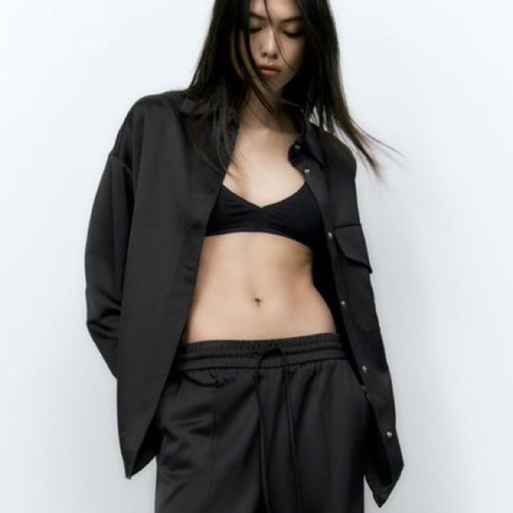 NWT Zara Oversized Satin Effect Overshirt